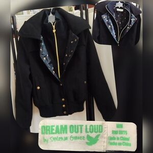 Selena Gomez Dream Out Loud Double Breasted Black Jacket Size Med